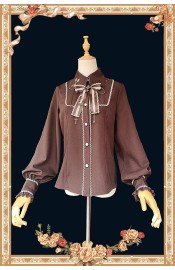 Infanta Chocolate Knife and Fork Embroidered Blouse(2 Colours)